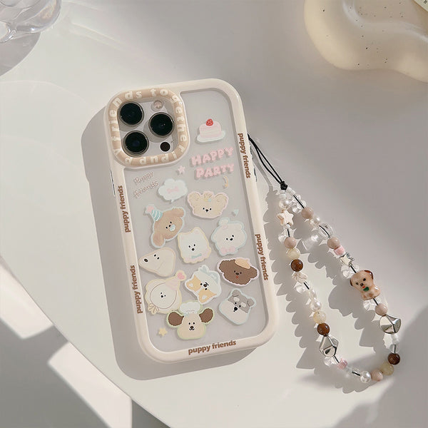 Puppy Meeting Phone Case with Charm (Applicable to iPhone 15-X)