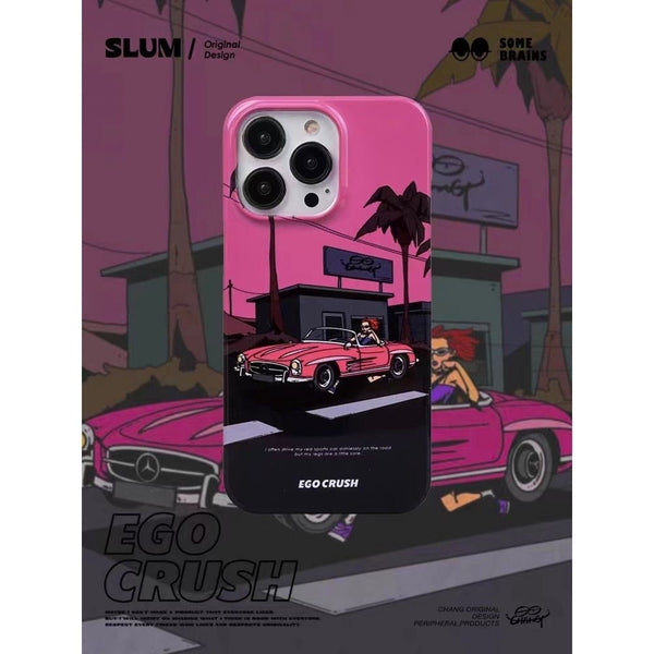 Black Pink Vintage Car Phone Case  (Applicable to iPhone 15-11)