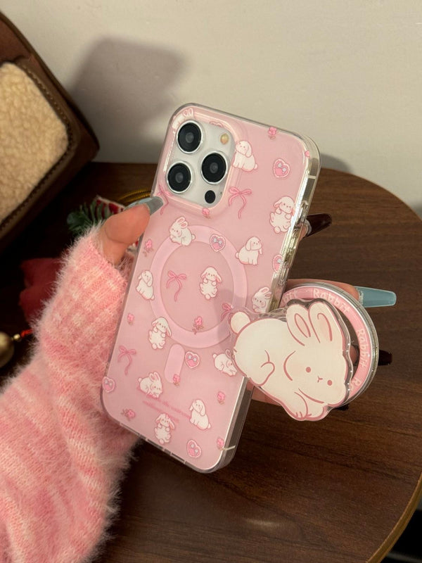 Pink Rabbit iPhone Case with Magsafe Kickstand (Applicable to iphone 15 to 12)